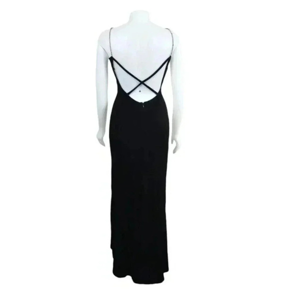 Vintage Velvet Maxi Dress Backless Crisscross Straps Formal Bodycon Size 10 - Picture 4 of 12